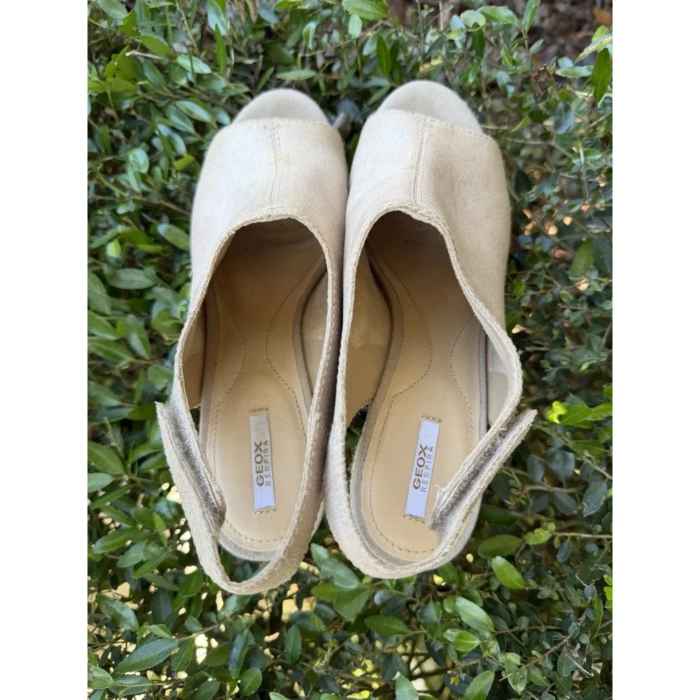 Geox Respira BlushPink Wedge Espadrille Sandals Peep Toe‎ EU 39.5 US 8.5/9